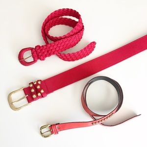 Lot of 3 - Red 80’s Belts